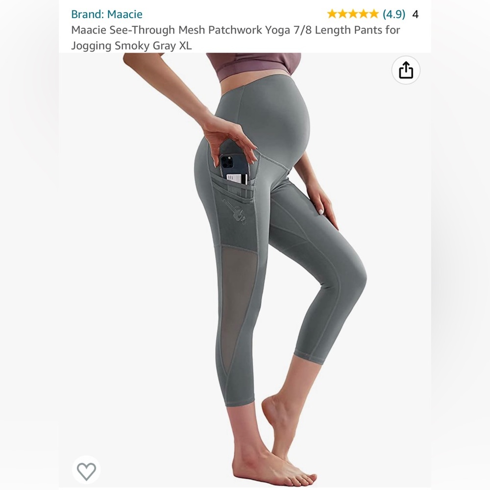 Maacie See-Through Mesh Patchwork Yoga 7/8